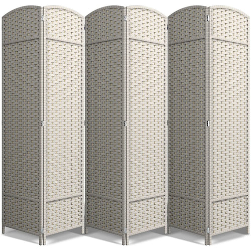 6-Panel Room Divider Privacy Screen With Hand-Woven Mesh Panels - 6 Ft Tall