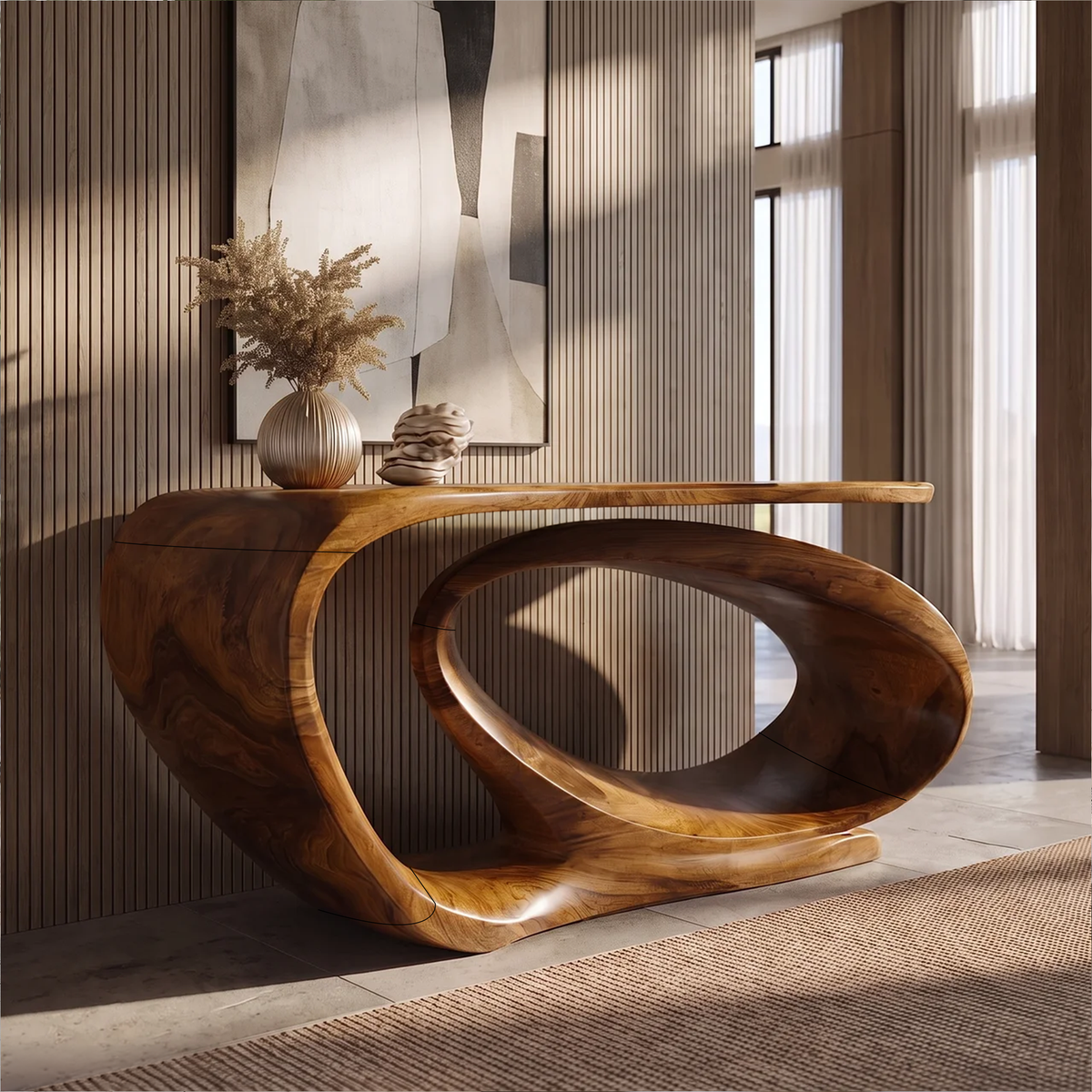 Console Table Sculptural Open Loop Base For Entryway Foyer Hallway SINLKICS687