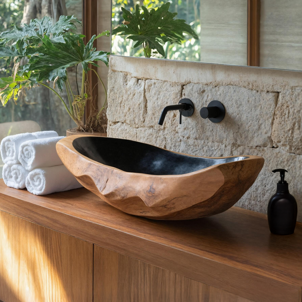Farmhouse Solid Wood Sink For Rustic Bathroom Makeover SILDTTNVS010