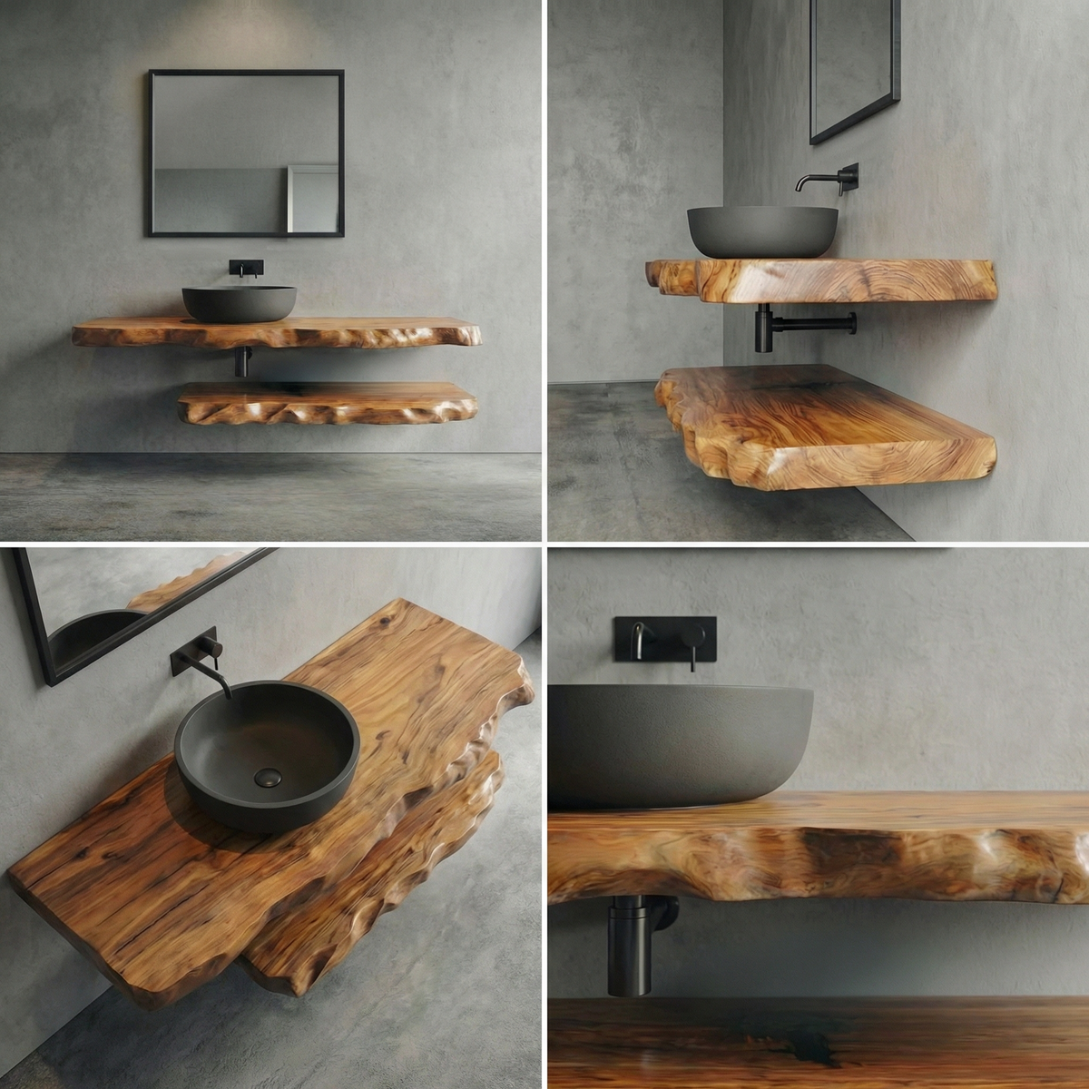 Industrial Live Edge Bathroom Vanity For Bathroom And Vanity SINLSABRV287