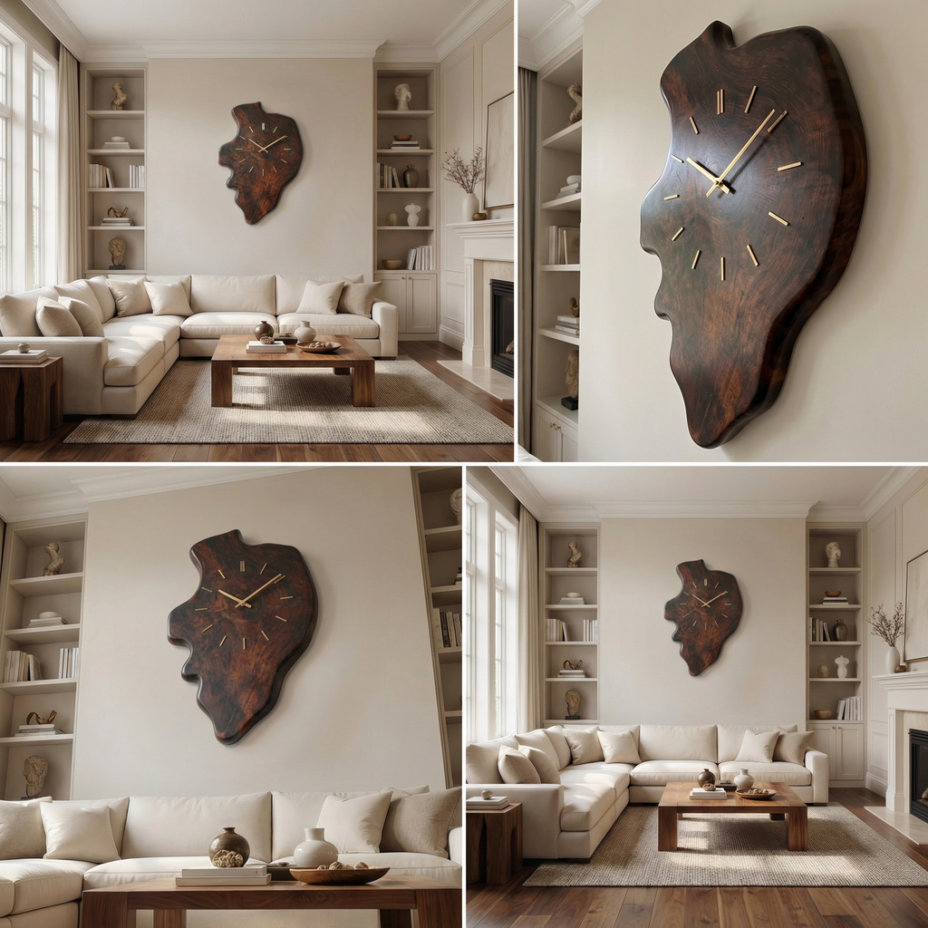 Handcrafted Live Edge Wood Wall Clock Living Room Wall SINLSACK021