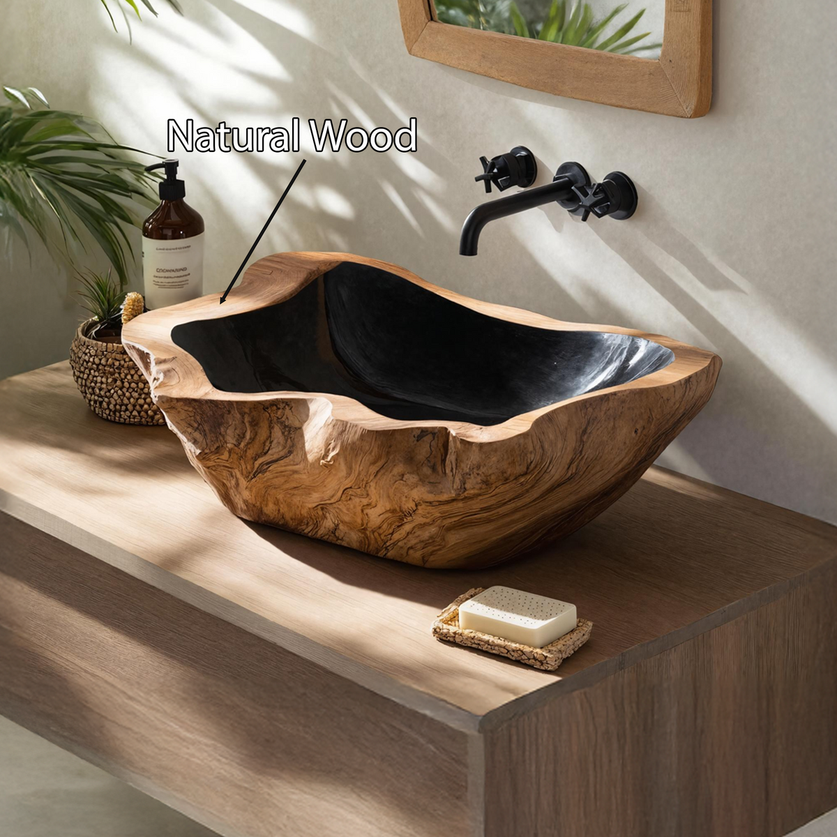 Farmhouse Solid Wood Sink For Warm Bathroom Interiors SILDTTNVS013