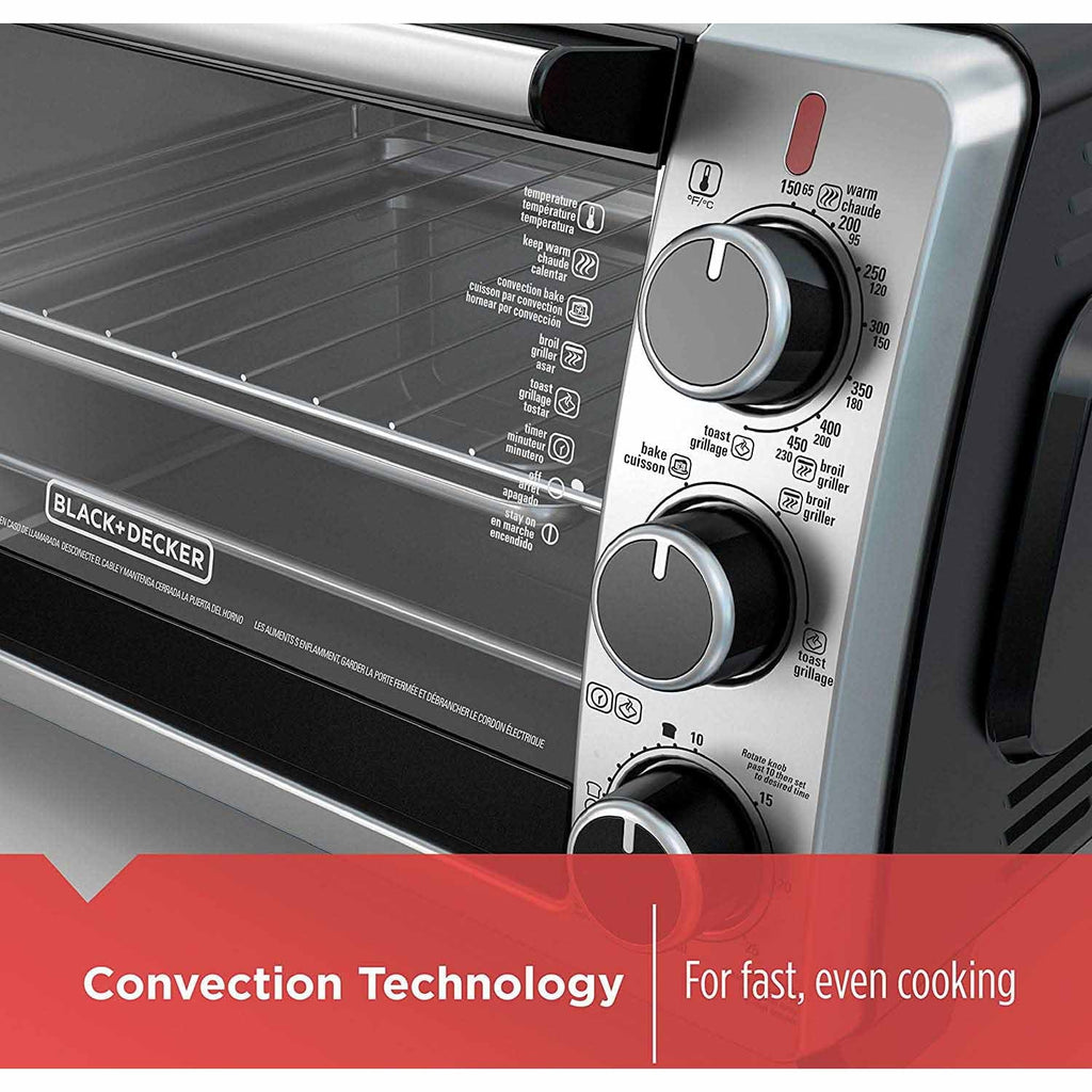 BLACK+DECKER 6-Slice Toaster Oven, Black - TO1950SBD