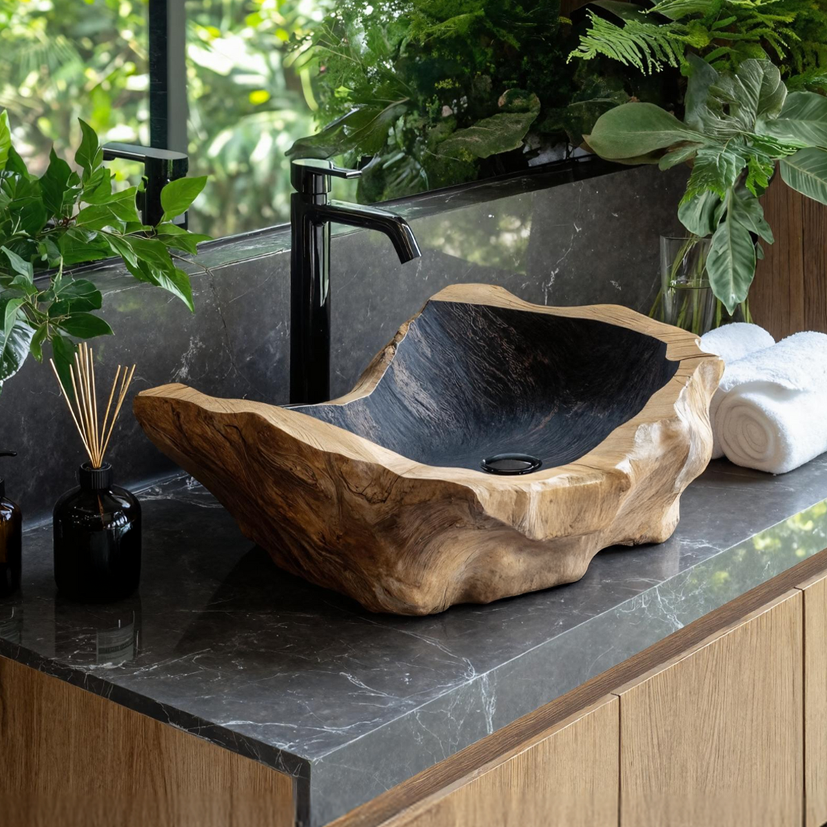 Handcrafted Wood Wash Basin For Unique Bathroom SILDTTNVS015