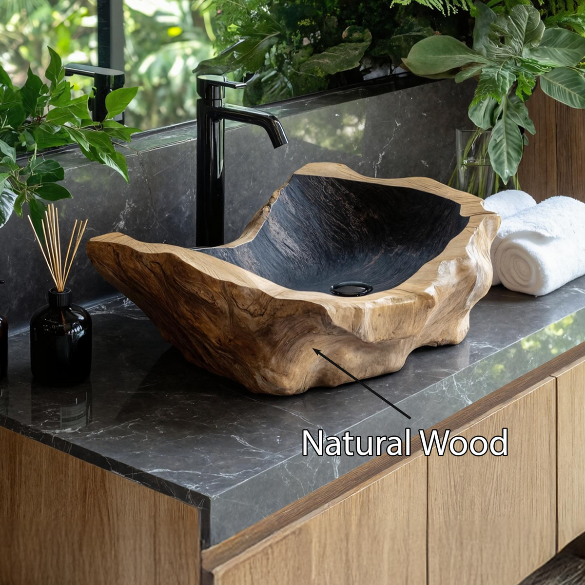 Handcrafted Wood Wash Basin For Unique Bathroom SILDTTNVS015