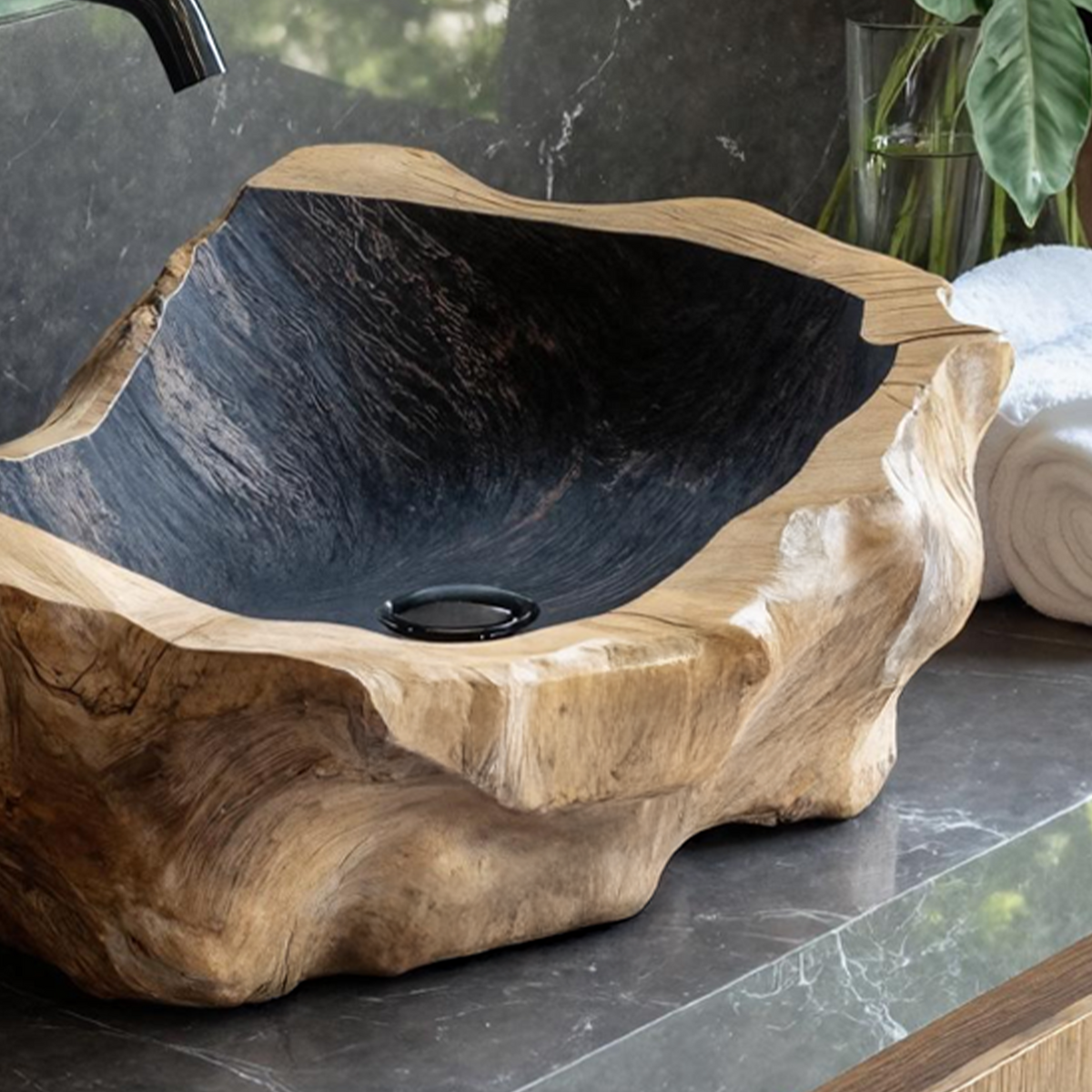 Handcrafted Wood Wash Basin For Unique Bathroom SILDTTNVS015