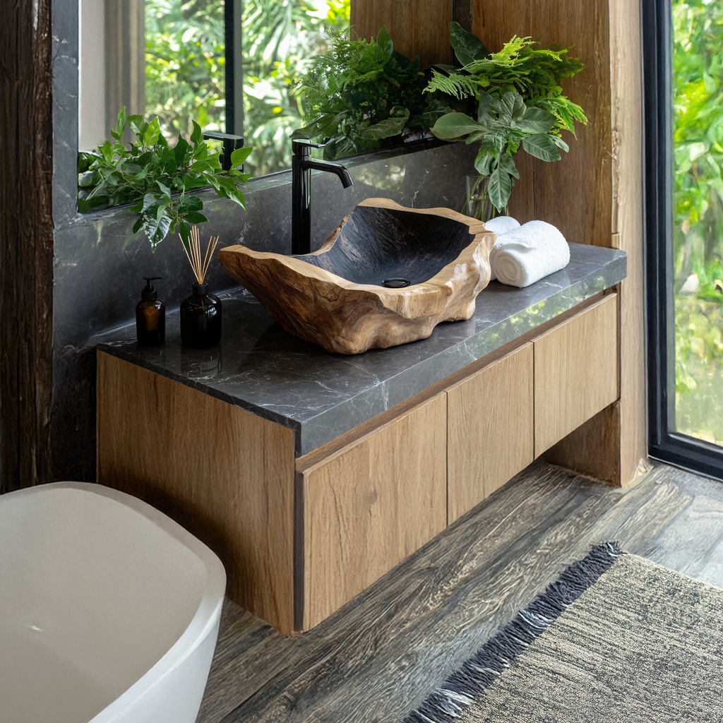 Handcrafted Wood Wash Basin For Unique Bathroom SILDTTNVS015