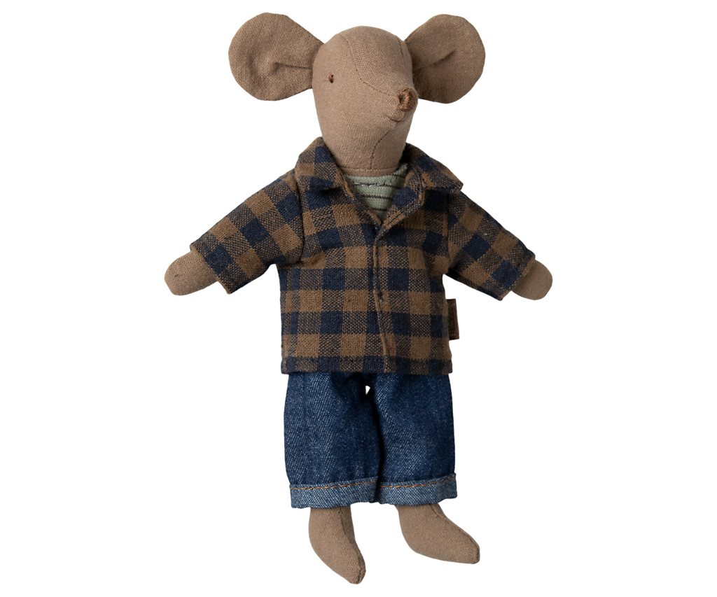 Brown checked shirt and pants, Dad mouse