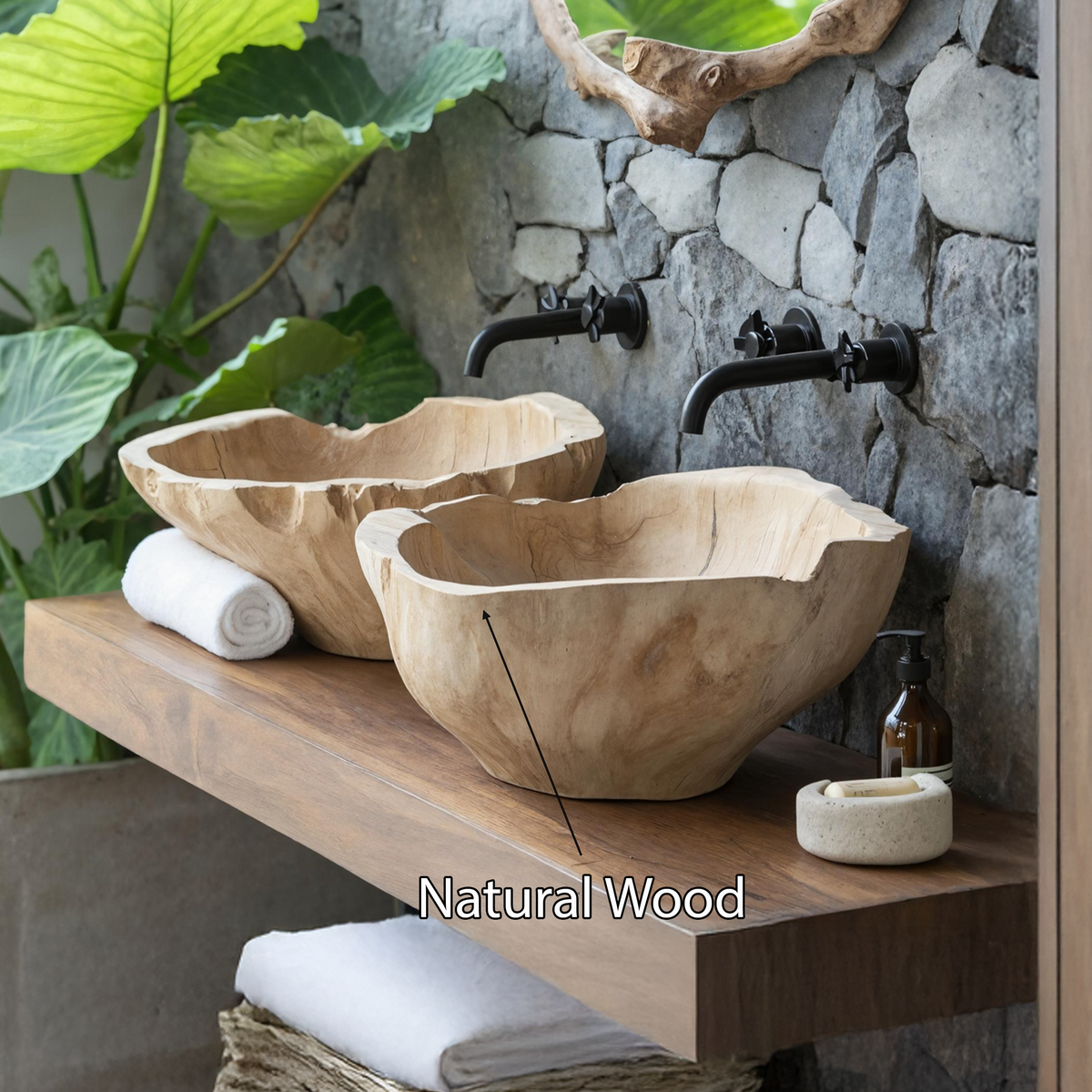 Handcrafted Solid Wood Sink For Personalized Bathroom SILDTTNVS019