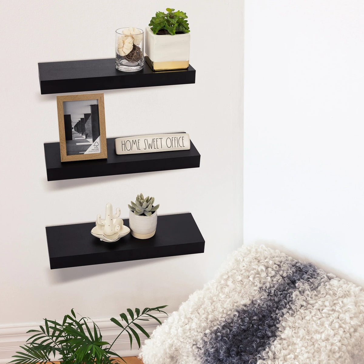 16 Inch Floating Wall Shelves, 3 Pack