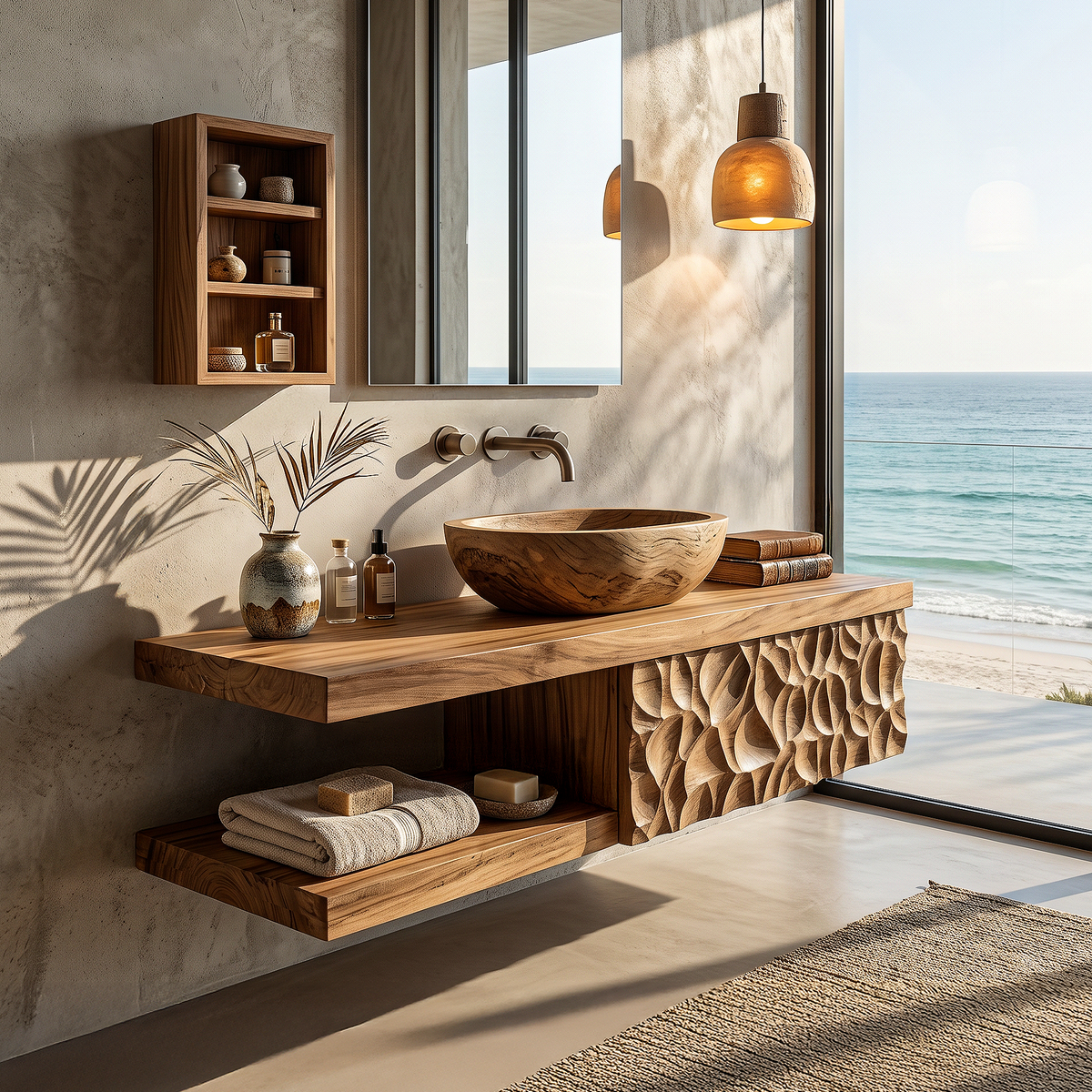 Handcrafted Floating Bathroom Vanity For Bathroom SINLHABRV315