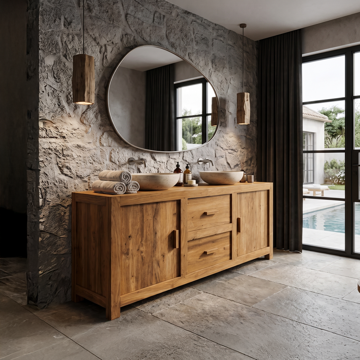 Contemporary Double Bathroom Vanity With Cabinet And Drawer Storage For Bathroom SINLHABRV340