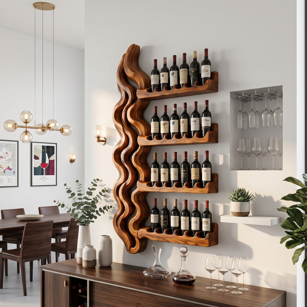 Japandi Wine Storage Rack For Dining Room SILDTTRWH097