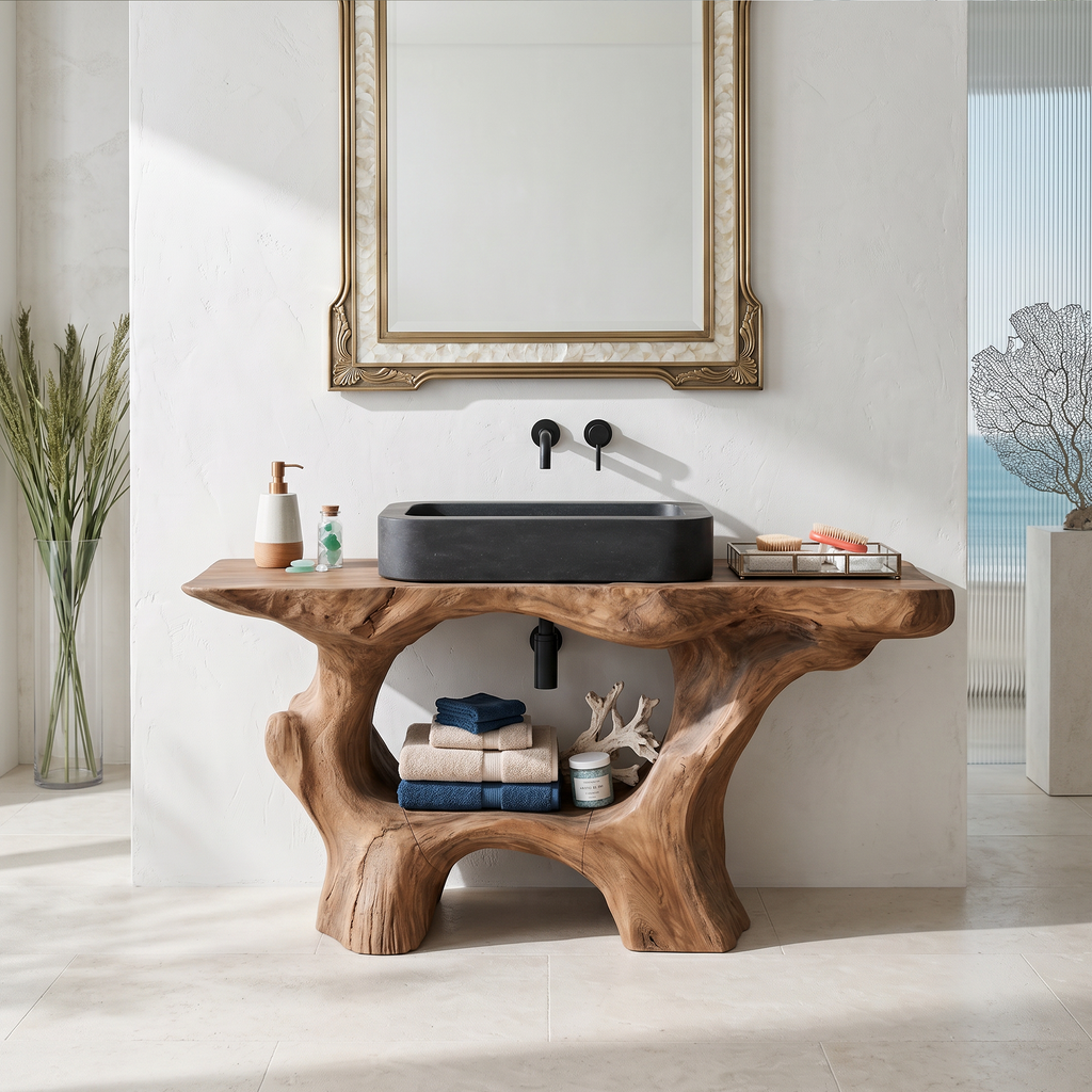 Farmhouse Solid Wood Vanity For Rustic Bathroom SILDTTRBRV001