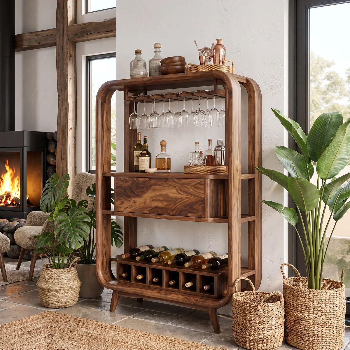 Handcrafted Organic Modern Home Bar Cabinet Tropical Retreat SILDTTRBCA017