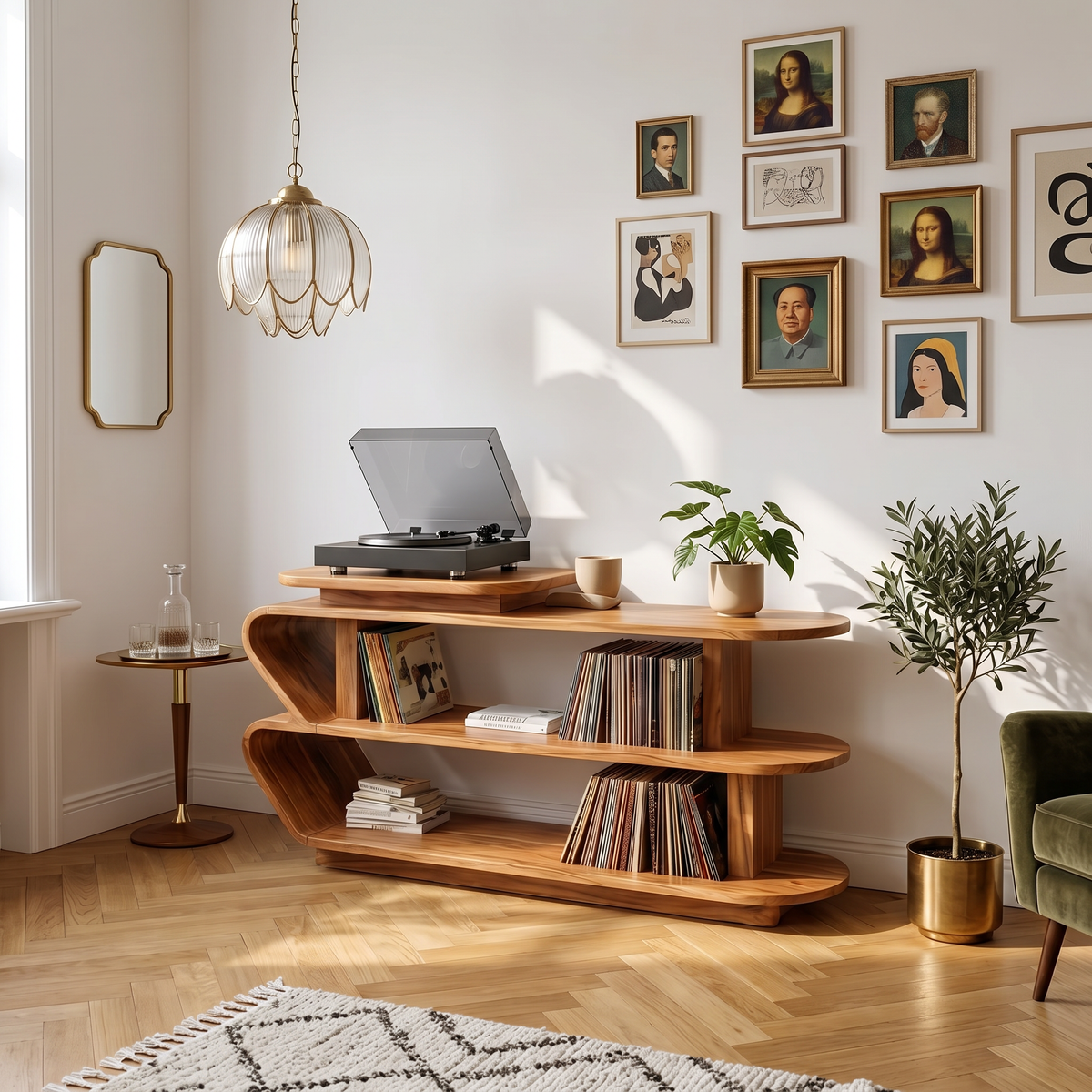 Handcrafted Wood Media Console For Entryway Design SILDTTRRPT023