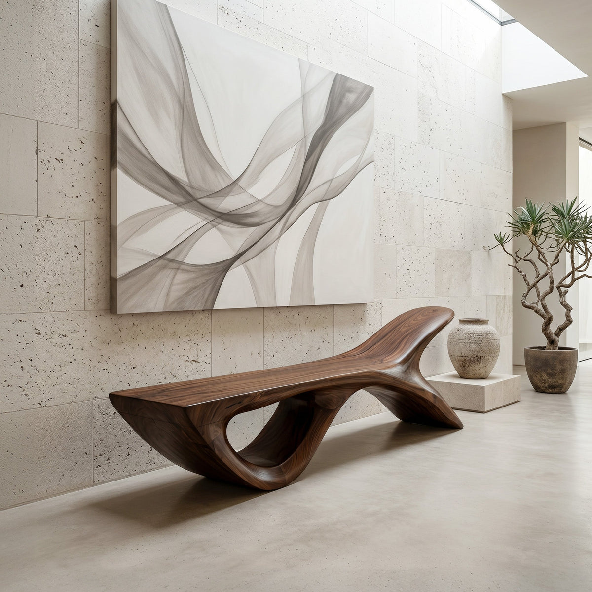 Luxury Wooden Bench With Fish Tail Shape For Living Room RTTHHNBEN197