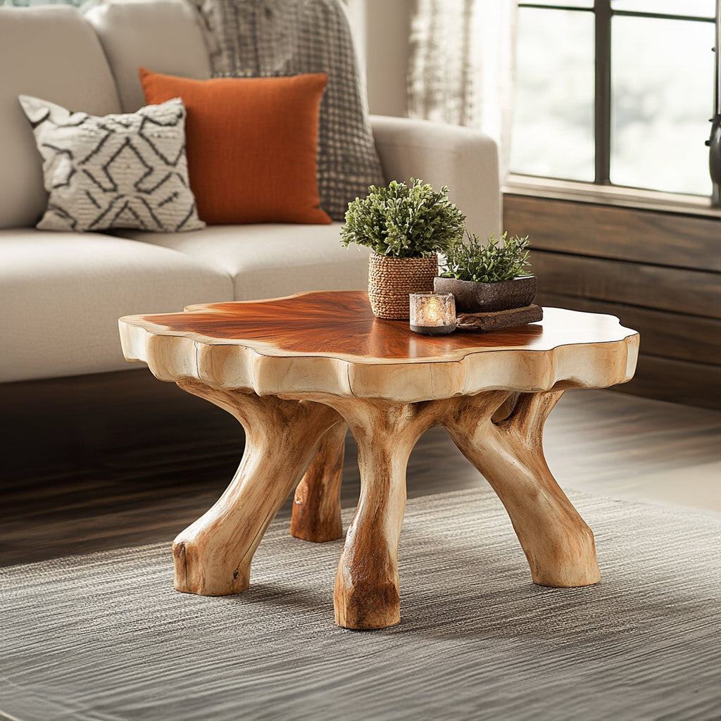 Handcrafted Rustic Coffee Table With Solid Wood Design SILDTCF001