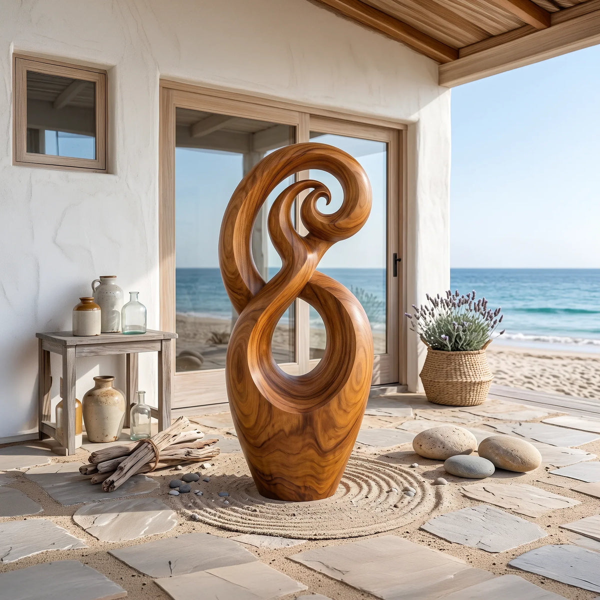 Handcrafted Spiral Wooden Sculpture For Coastal Home Decor SILDTTRAS024