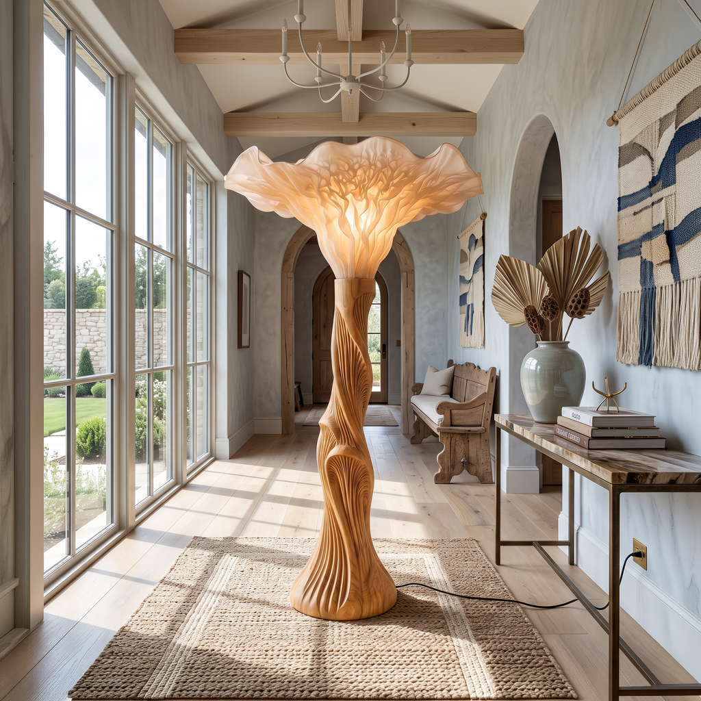 Boho Floor Lamp Blooming Mushroom Shade Reading Nook SINLSAFLP138