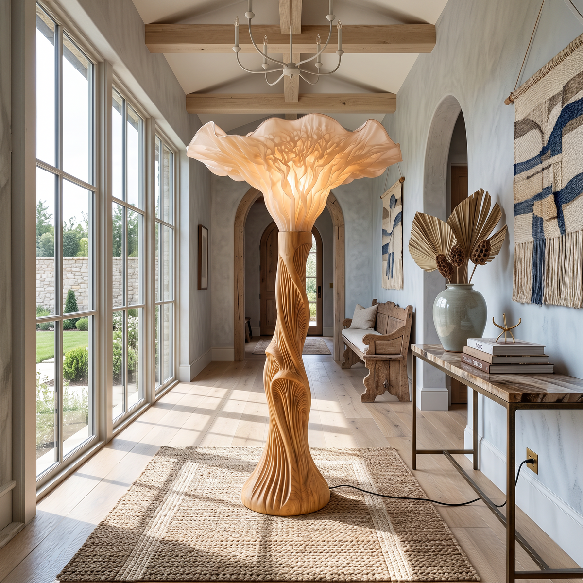 Boho Floor Lamp Blooming Mushroom Shade Reading Nook SINLSAFLP138