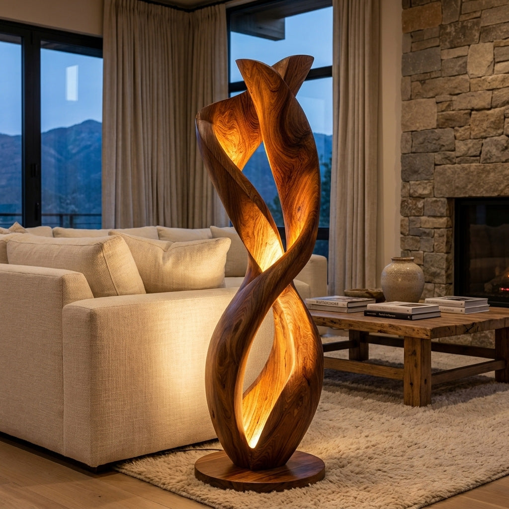 Luxury Twisted Floor Lamp With Sculptural Form For Living Room RTTHHNLAM096