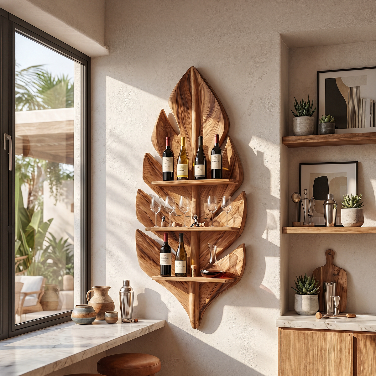 Handcrafted Wall Wine Rack For Apartment Beverage Accent Feature SILDTTRWH080