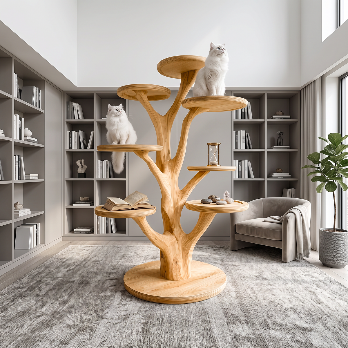 Mid Century Cat Tree Tower Living Room SINLSATT023