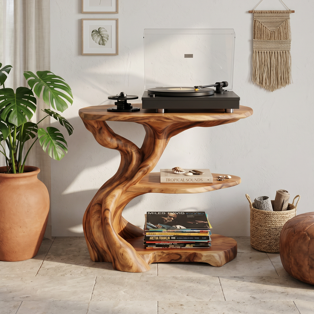 Handcrafted Wooden Media Stand Custom Living Room SILDTTNRPT014