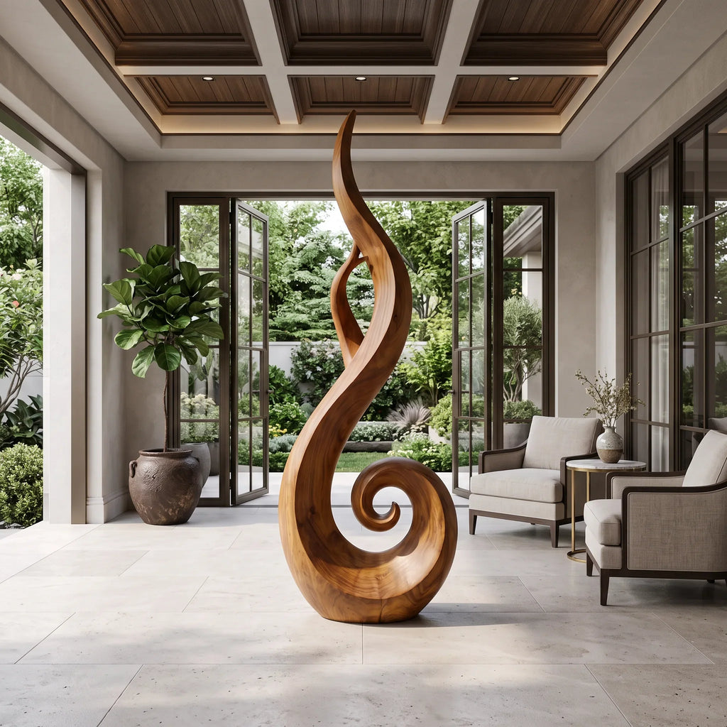 Handcrafted Spiral Wood Sculpture For Luxury Foyer Home Decor SILDTTRAS045