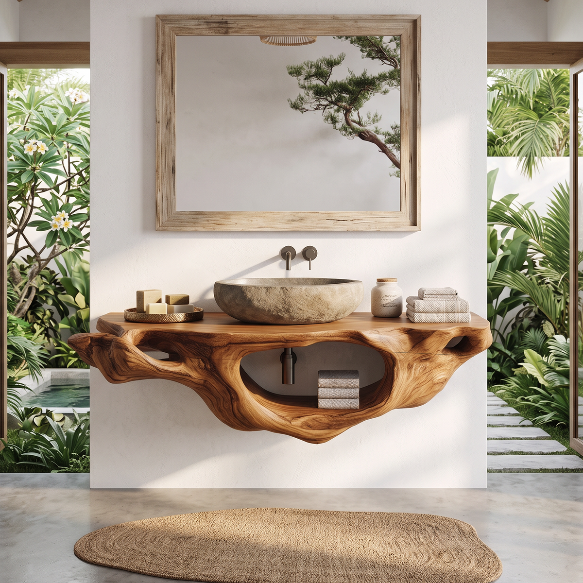 Farmhouse Live Edge Vanity For Bathroom Decor Ideas SILDTTRBAS006