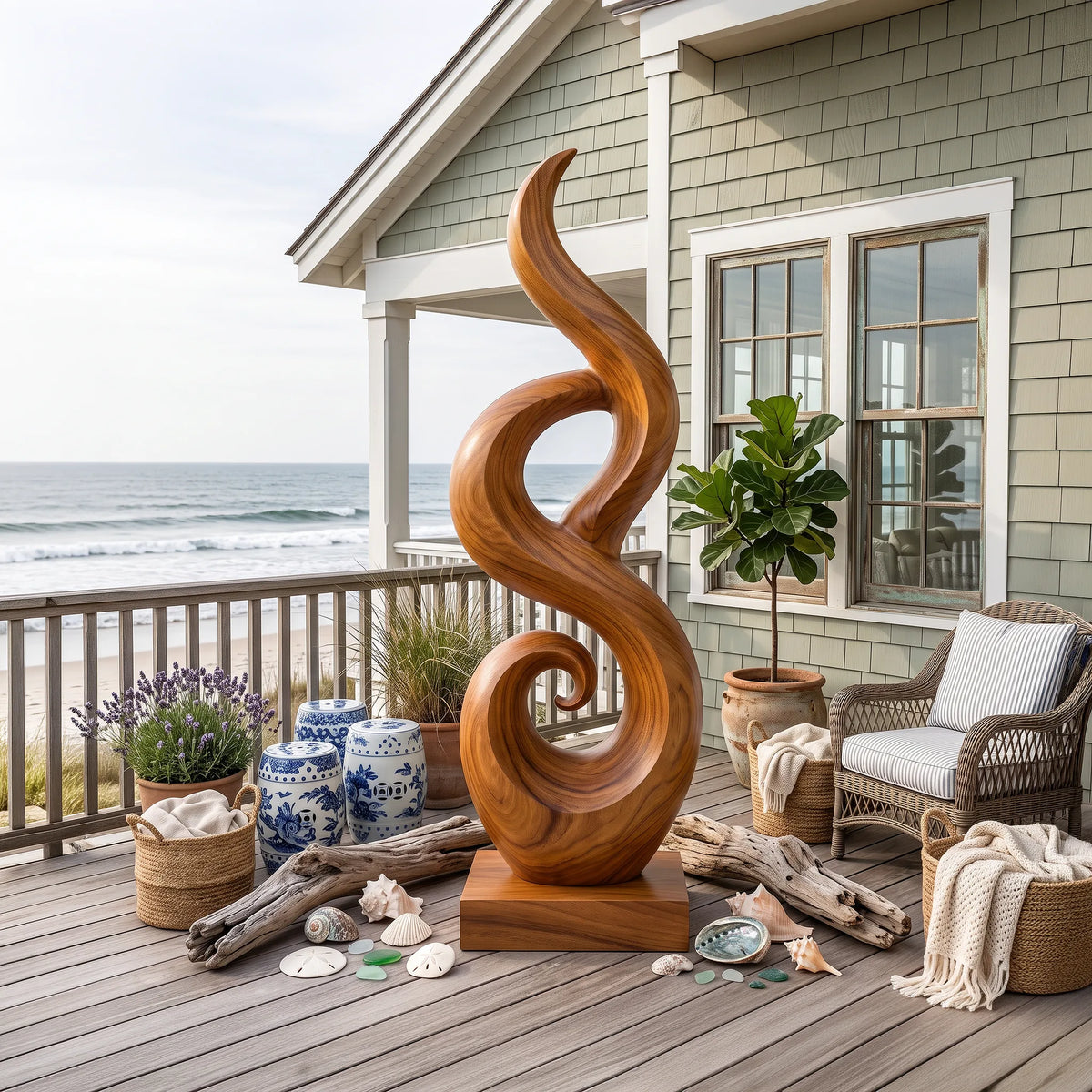 Abstract Wooden Sculpture For Coastal Beach House Decor SILDTTRAS023