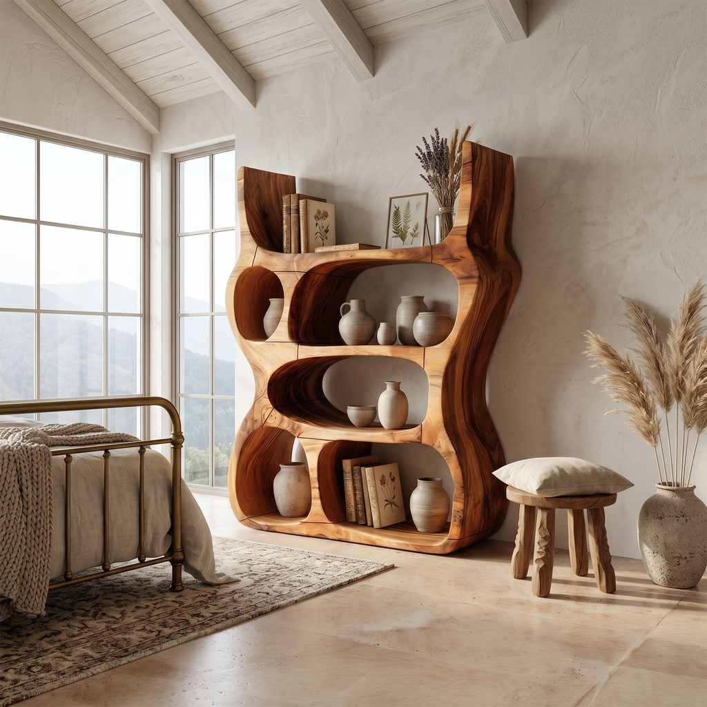 Artisan Organic Wooden Display Shelf For Cozy Interiors SILDTTRBS048