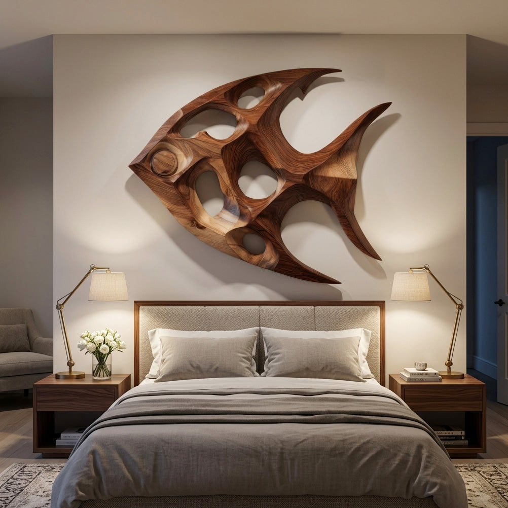 Artistic Sculptural Wall Art Fish-Inspired For Living Room SITHHNWA034