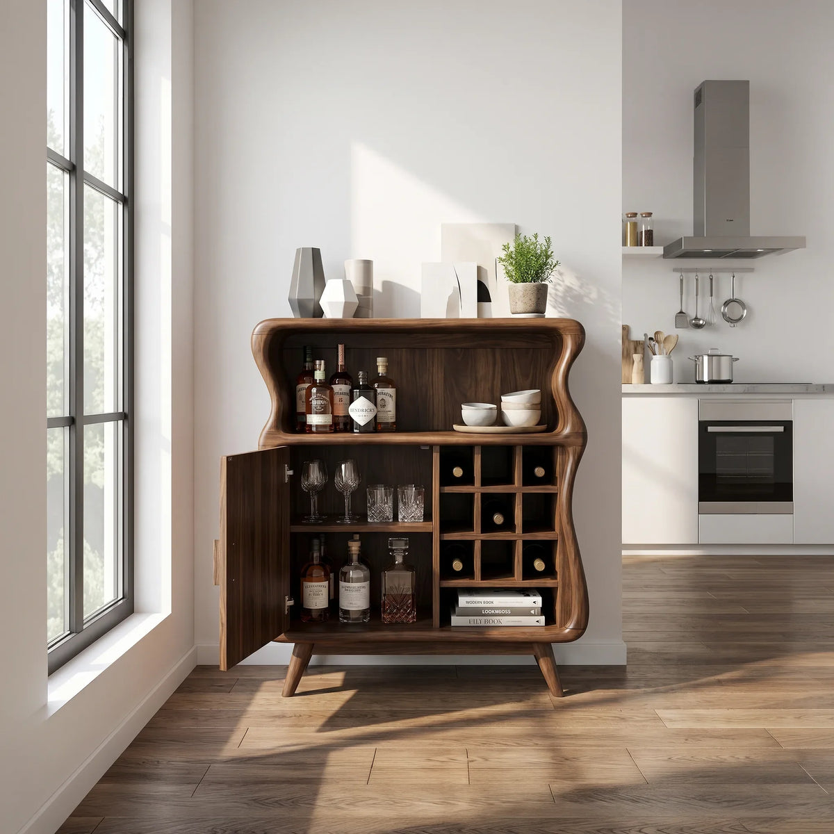 Mid Century Bar Cabinet with Storage Modern Kitchen SILDTTRBCA020