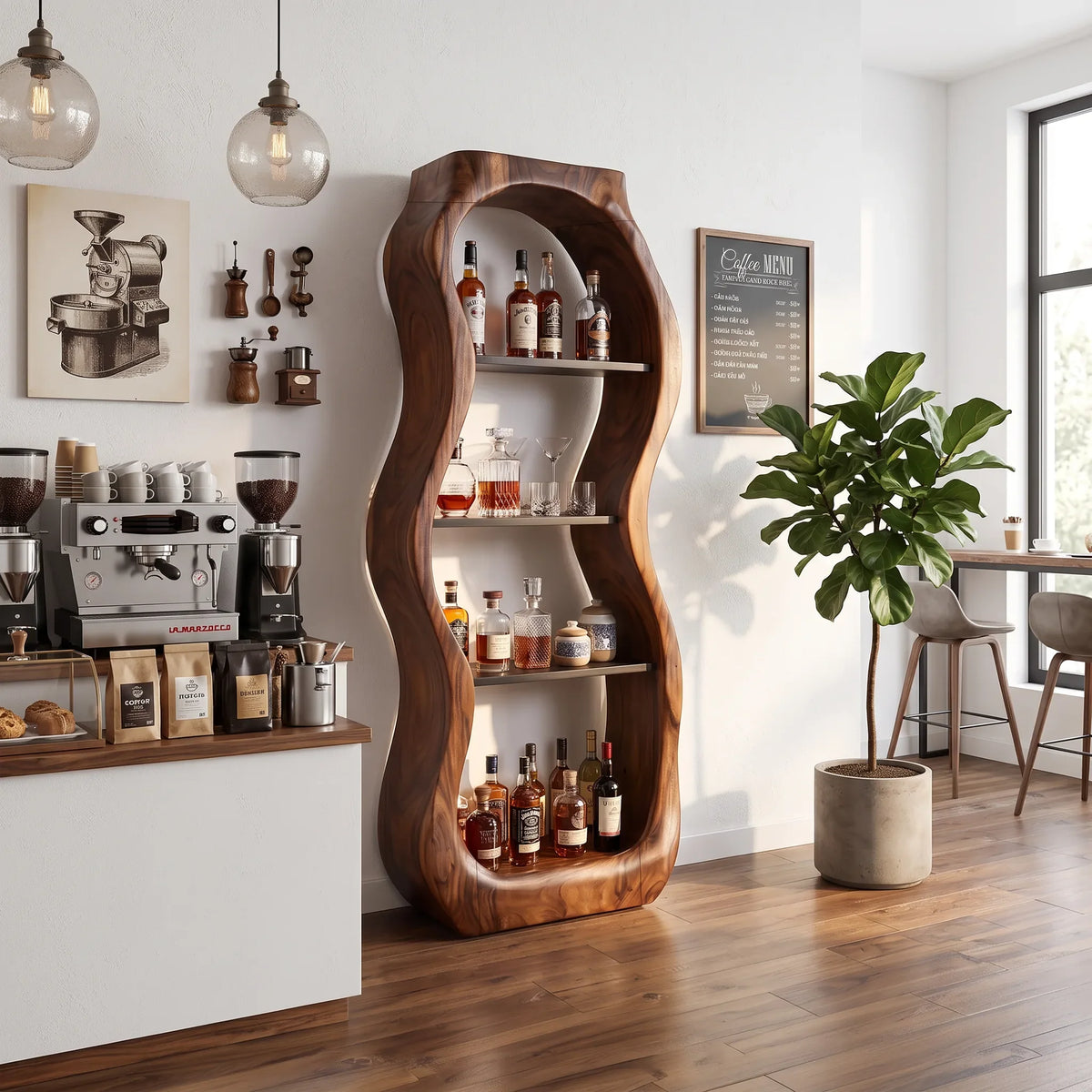 Handcrafted Sculptural Liquor Cabinet Modern Cafe SILDTTRBCA011
