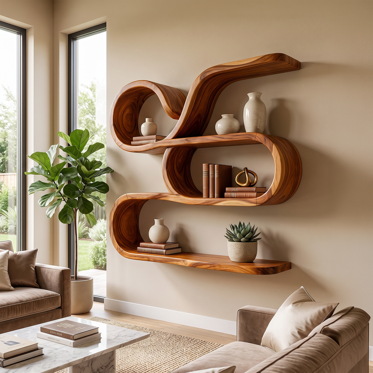 Coastal Wooden Floating Storage Shelves for Bathroom SILDTTRWMS060