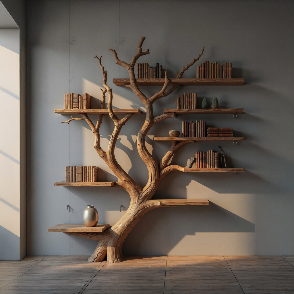 Custom Wood Shelf Tree Branch Shelf Mid Century Decor SINLTB128