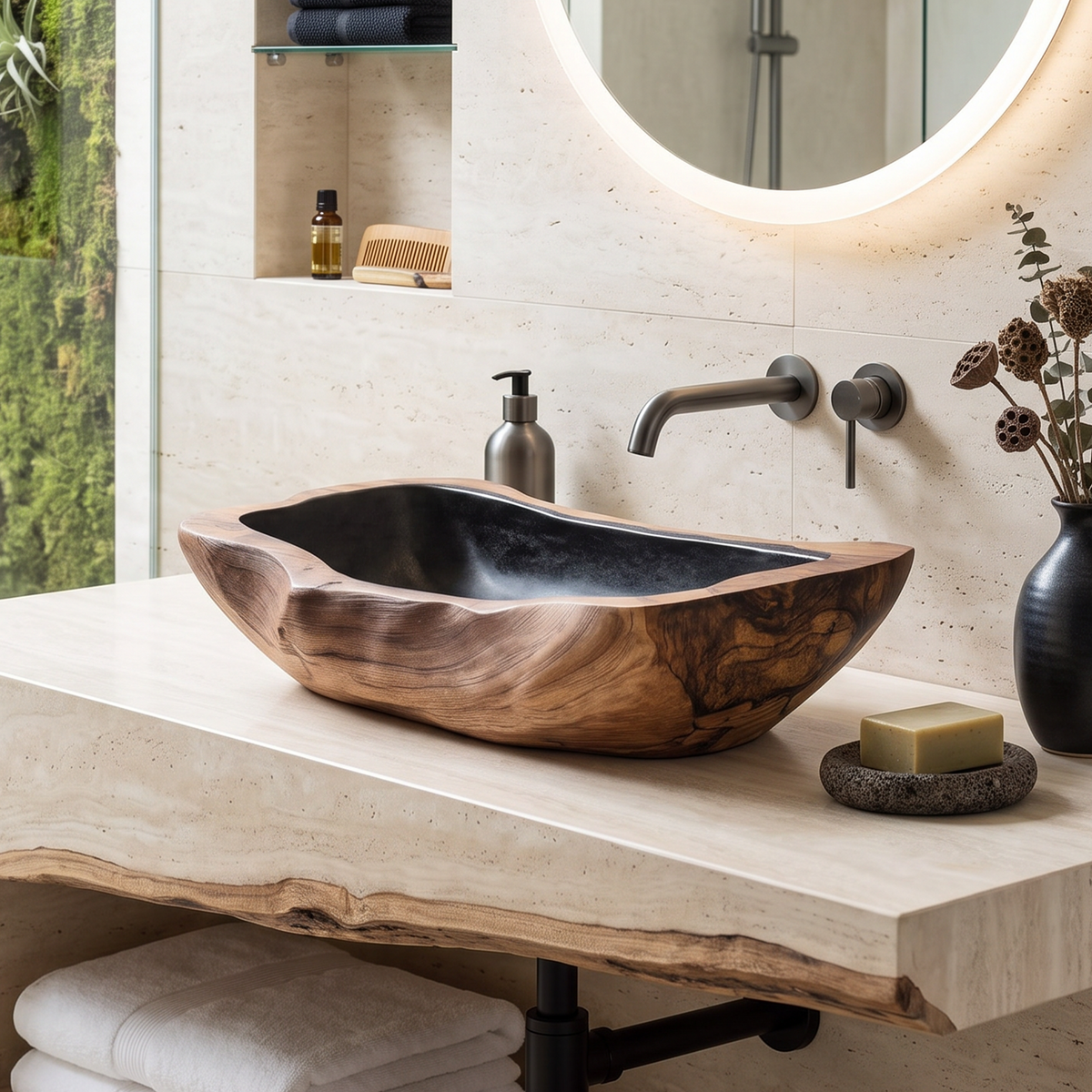Farmhouse Rustic Wooden Vessel Sink For Home Bathroom SILDTTNVS027