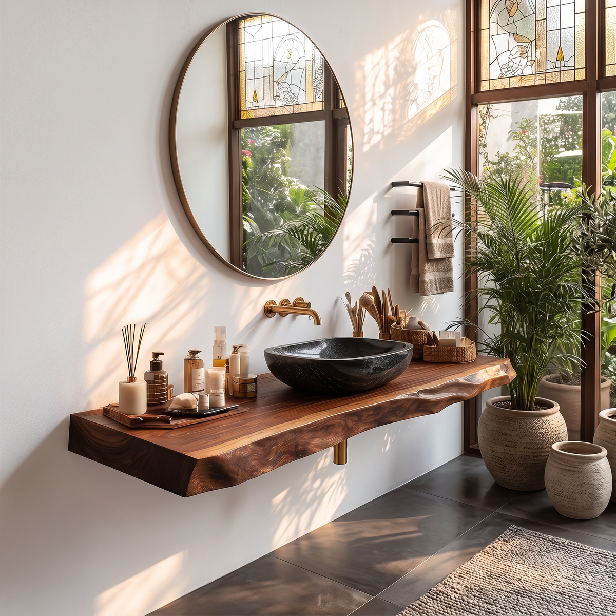 Mid Century Bathroom Vanity With Modern Wood Finish SILDTTRBAS029