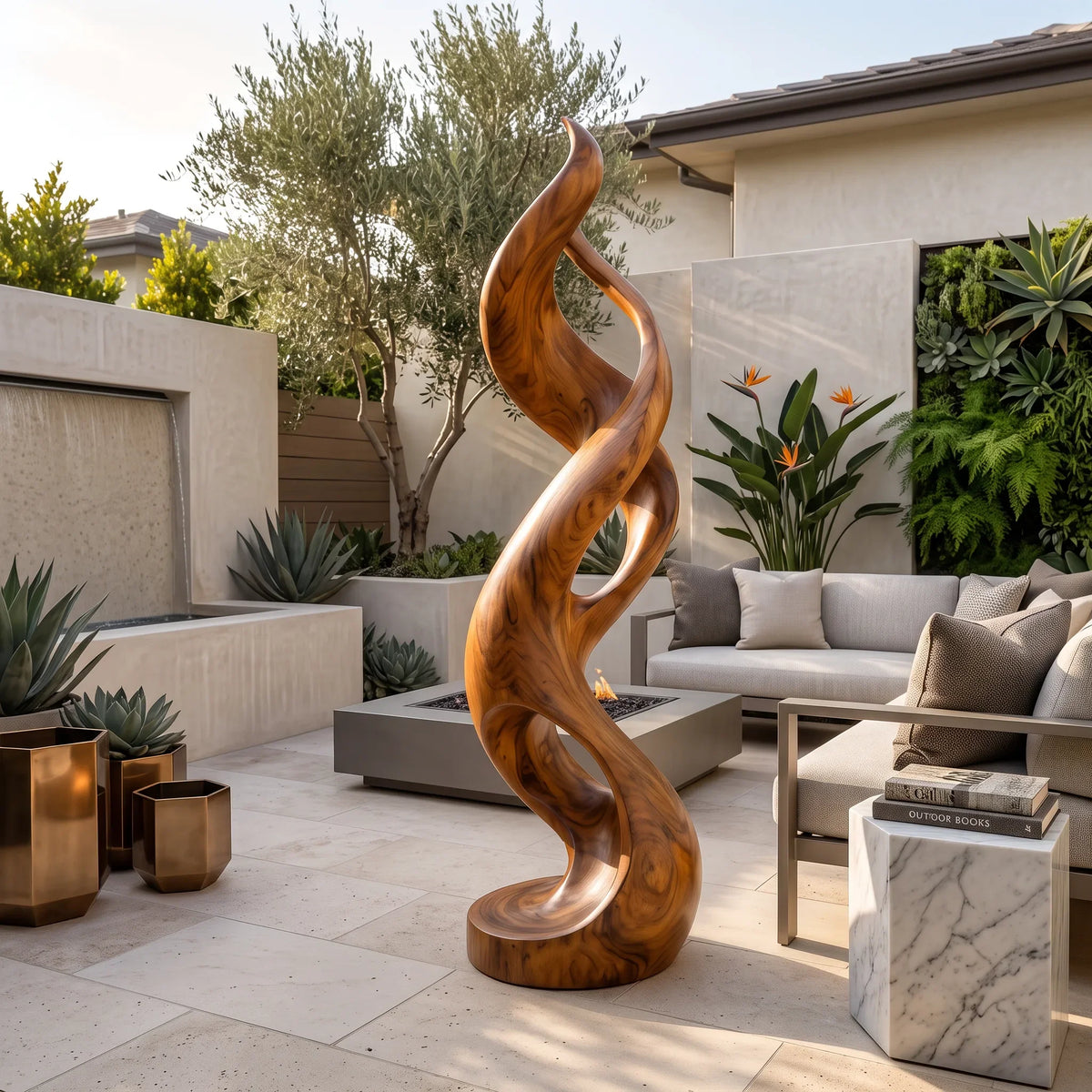 Coastal Abstract Wood Sculpture For Modern Outdoor Patio Decor SILDTTRAS053