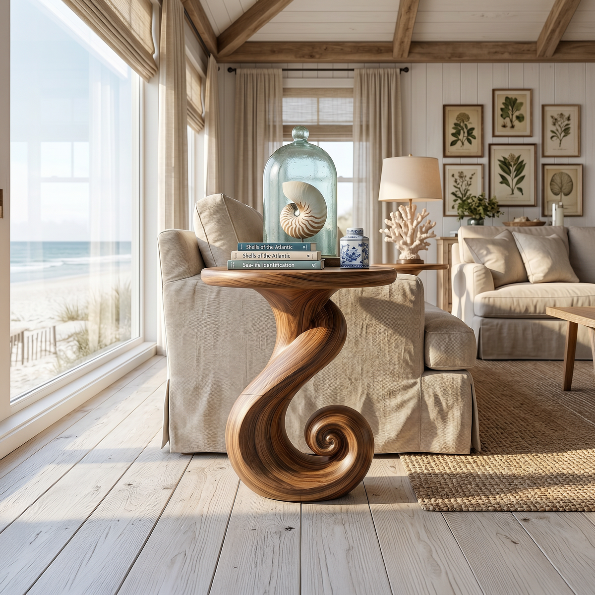 Coastal Spiral Accent Table Beachfront Cottage SILDTTRSTA035