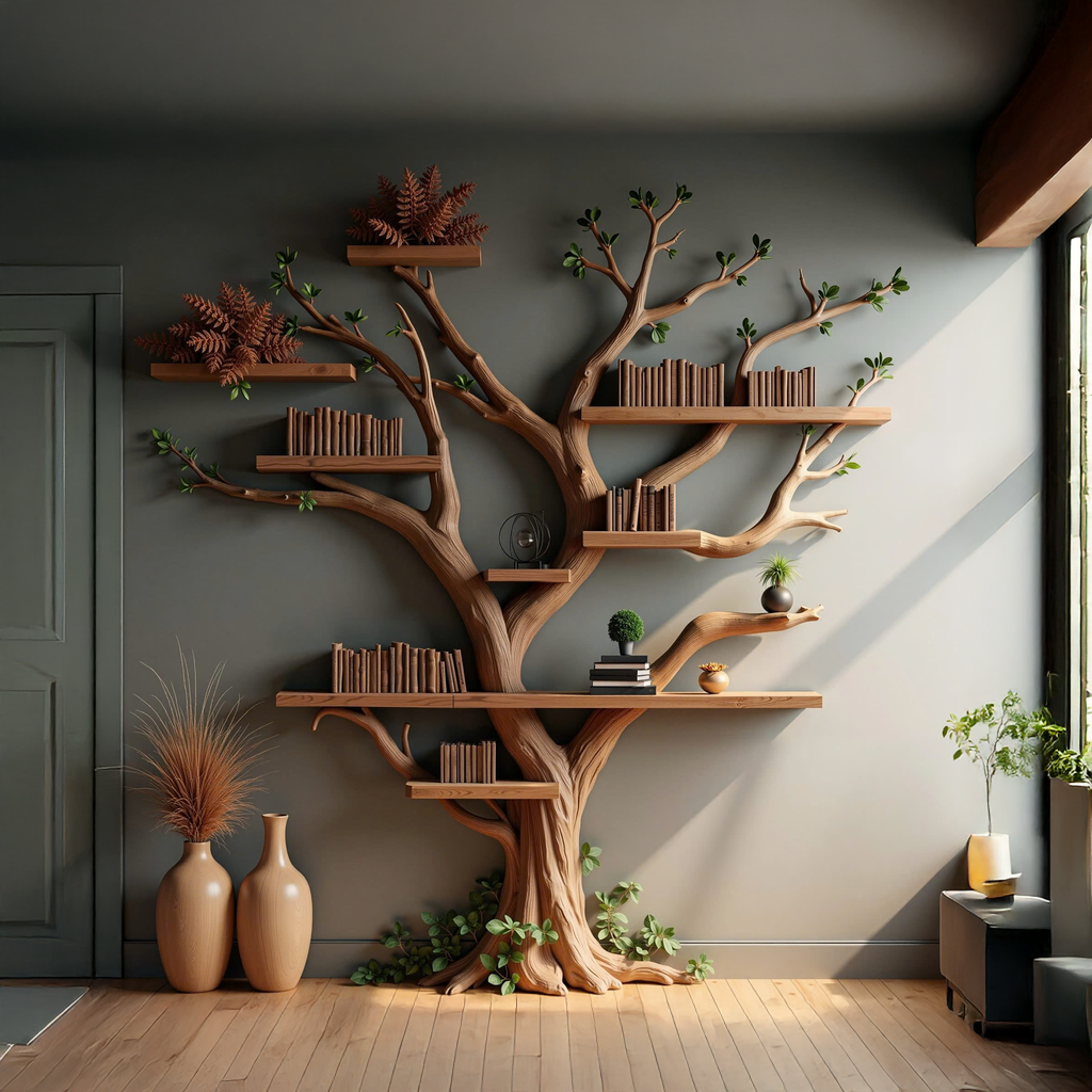 Live Edge Bookshelf Rustic Modern Shelf Decor Home SINLTB125