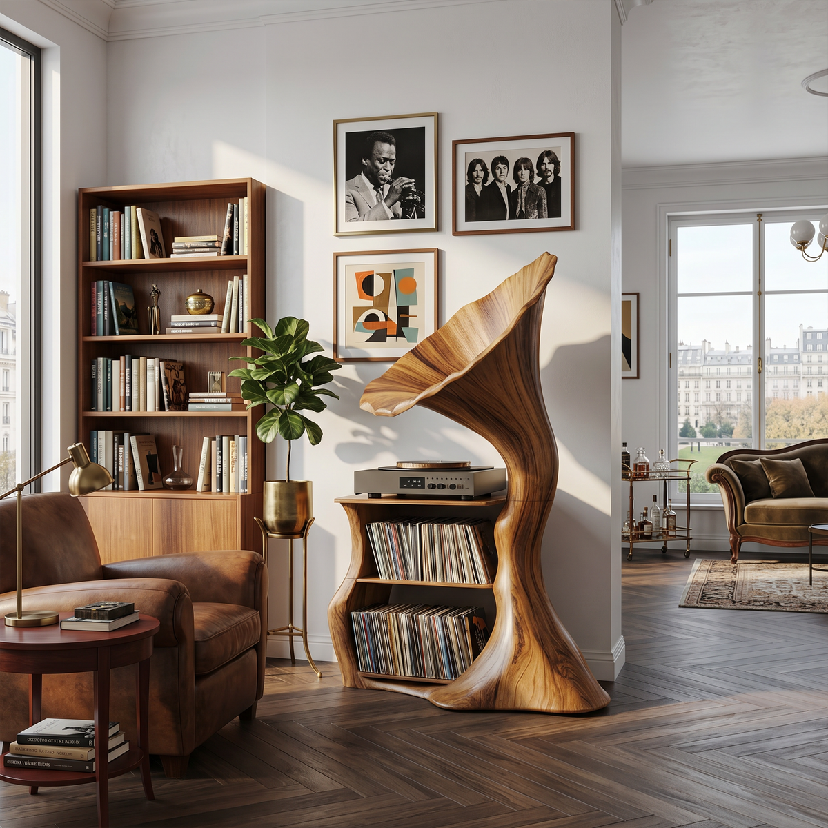 Handcrafted Record Player Stand For Livingroom Decor SILDTTRRPT007