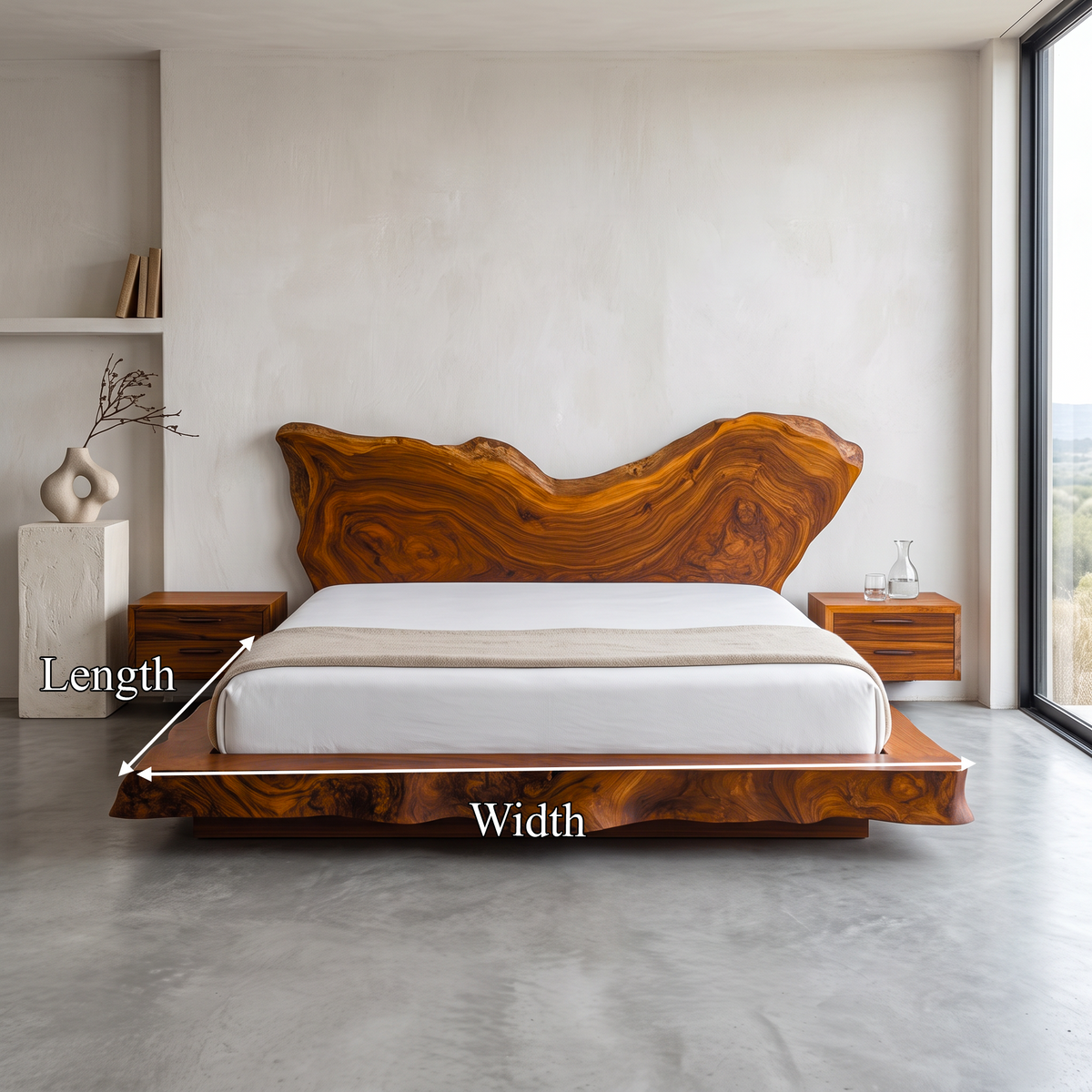 Mid Century Bedroom Solid Timber Bed SINLSAWB080