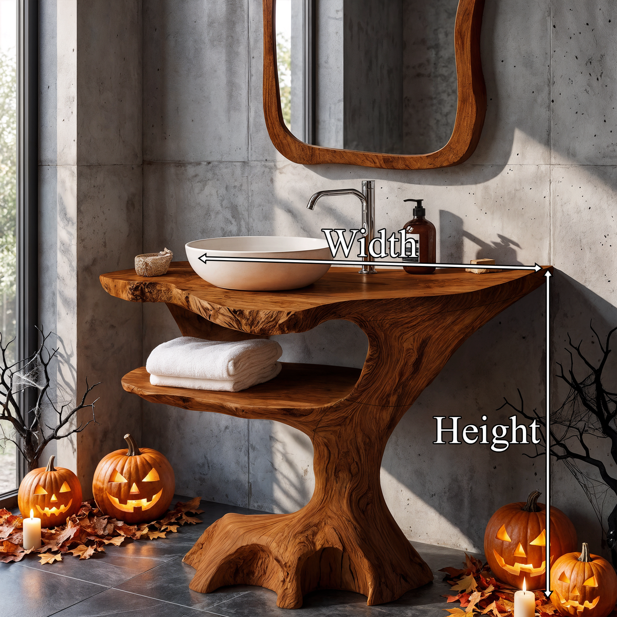 Contemporary Halloween Single Bathroom Vanity With Sculptural Branch Support For Bathroom SINLKIBRV336