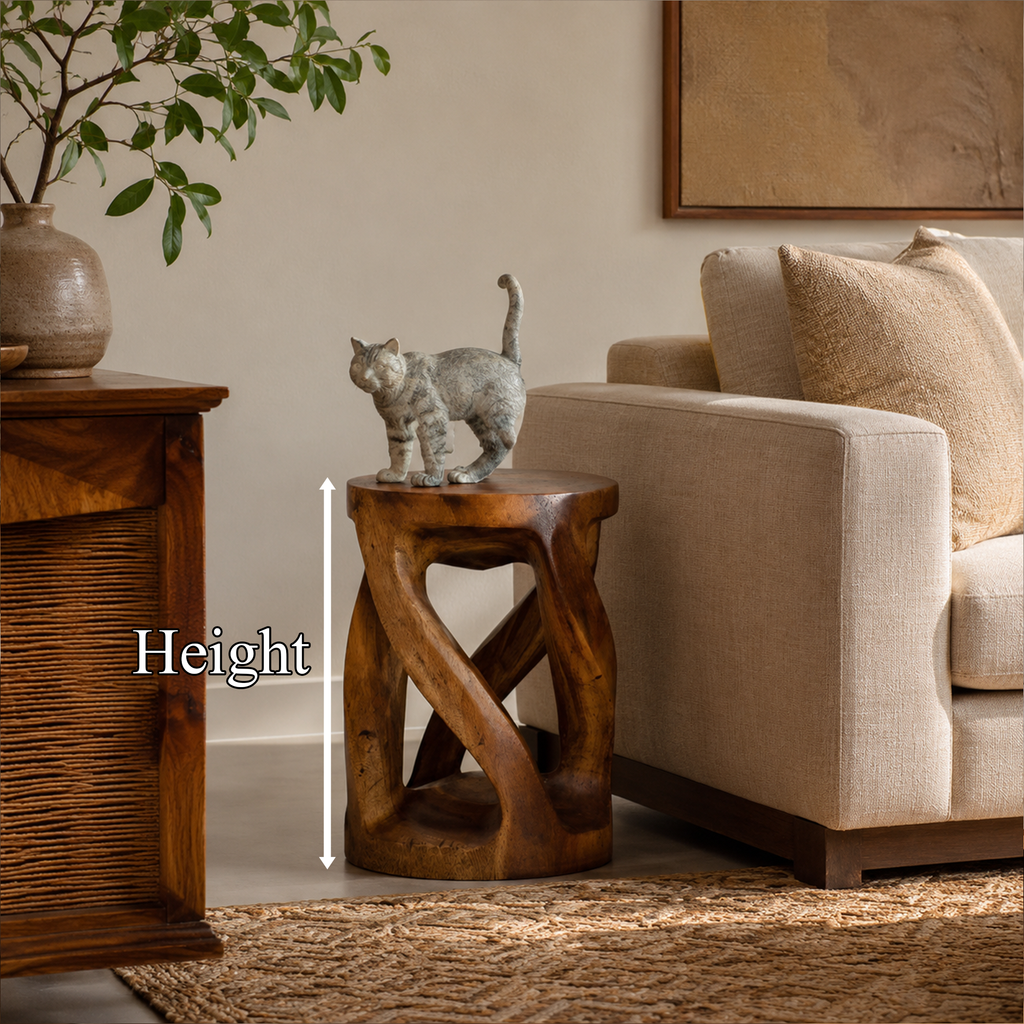 Handcrafted Side Table With Organic Twisted Design For Reading Nook SINLKIBT277