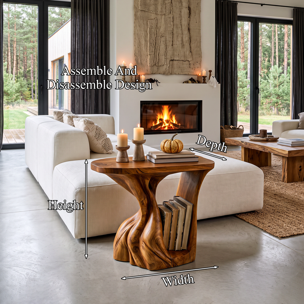 Contemporary Beside Table Halloween Inspired With Sculptural Base For Living Room SINLHASTA318