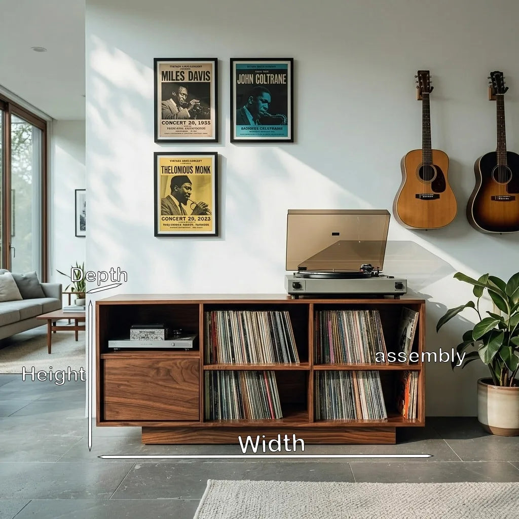 Elegant Vinyl Record Cabinet With Open Compartments For Living Room RTTHHNRPT022