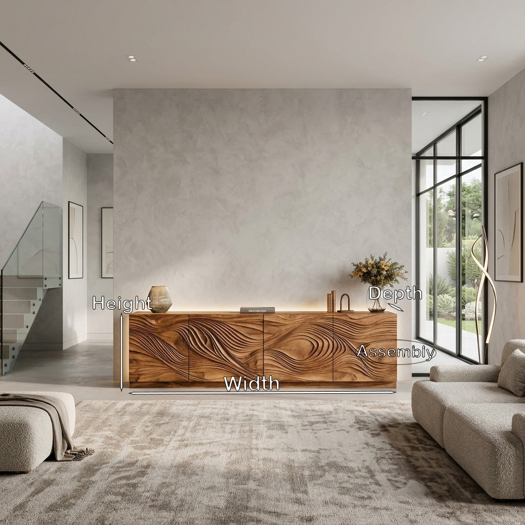 Artistic TV Console With Wave Pattern For Elegant Living Room SITHHNTVC009